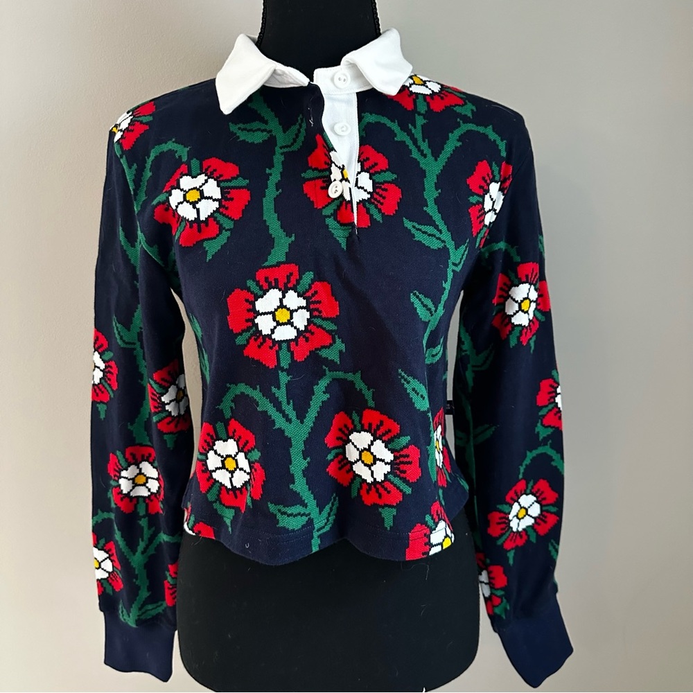 Rowing Blazers Navy and Red Floral Button Down Shirt